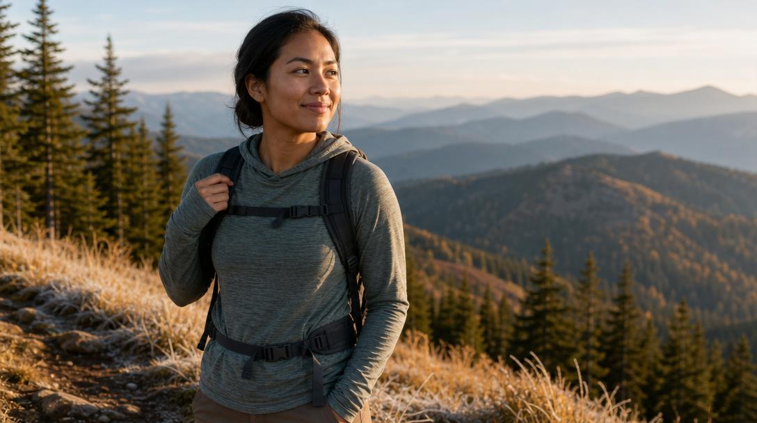 Backcountry Hybrid Sun Hoodie on sunny exposed trail