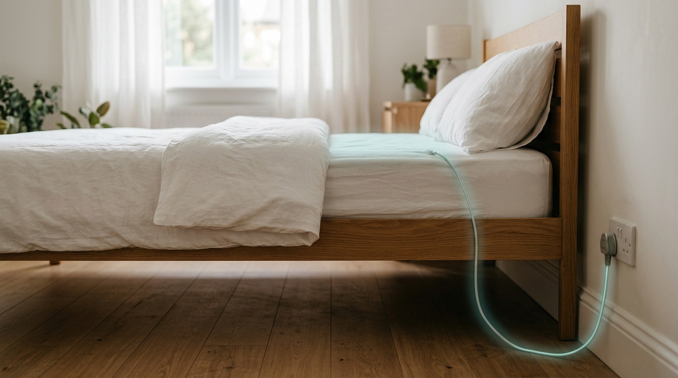 Grounding sheet cord connecting to wall socket earth pin -- Clean and Native Australia