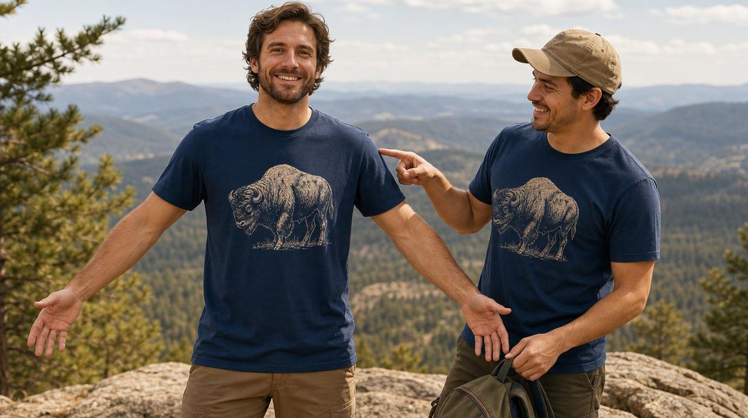Close up of hiker wearing a well-fitted hiking shirt