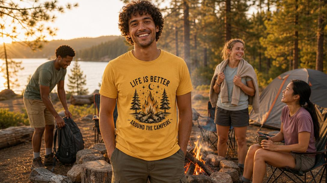 Hikers wearing appropriate shirts for different weather conditions