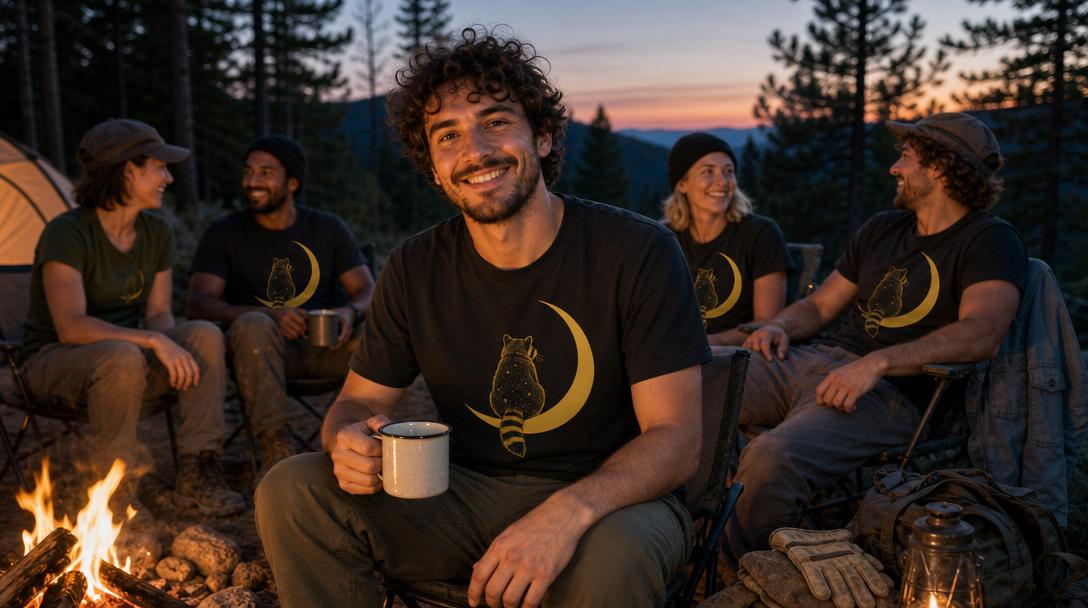 Man wearing a durable hiking shirt outdoors with trees in background