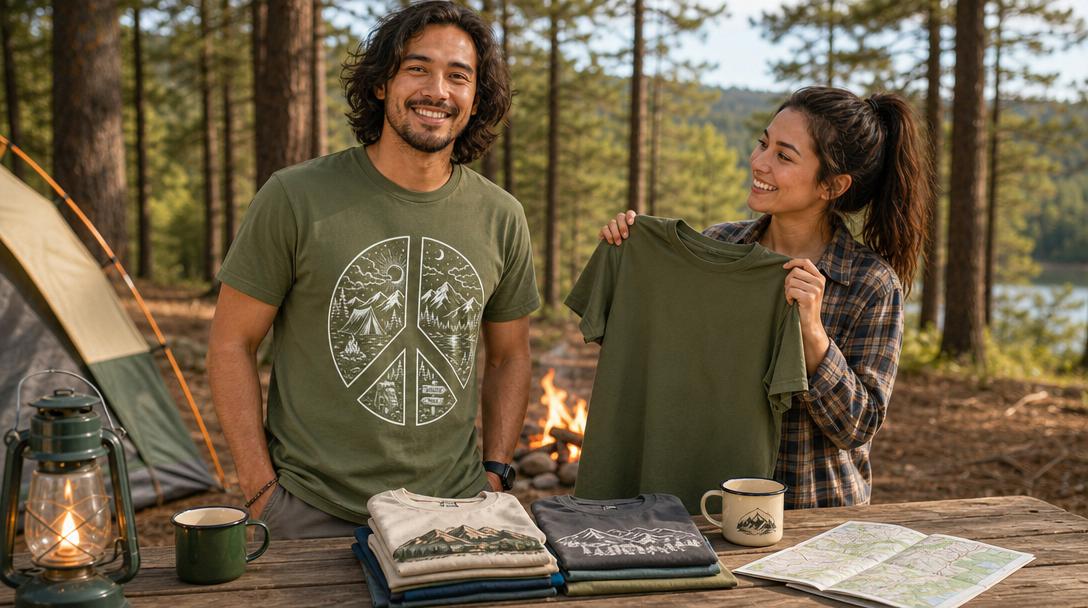 Couples camping shirts with creative designs