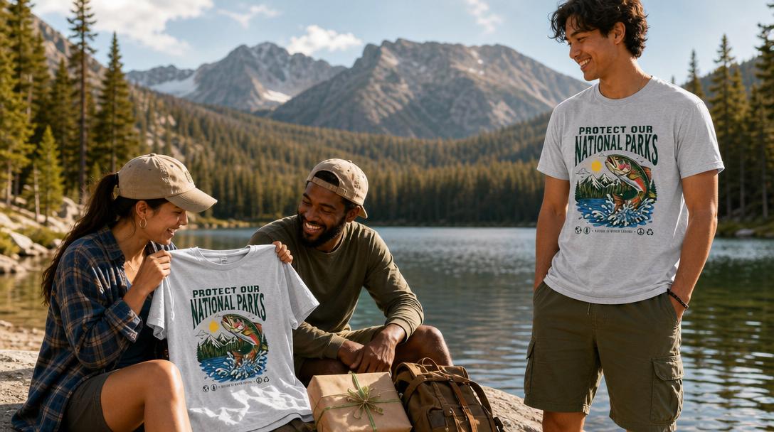 Close-up of national park shirt design details
