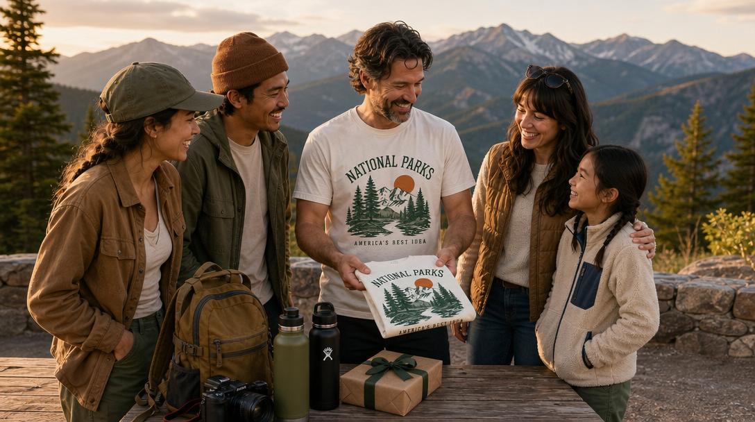 Person holding a national park shirt gift