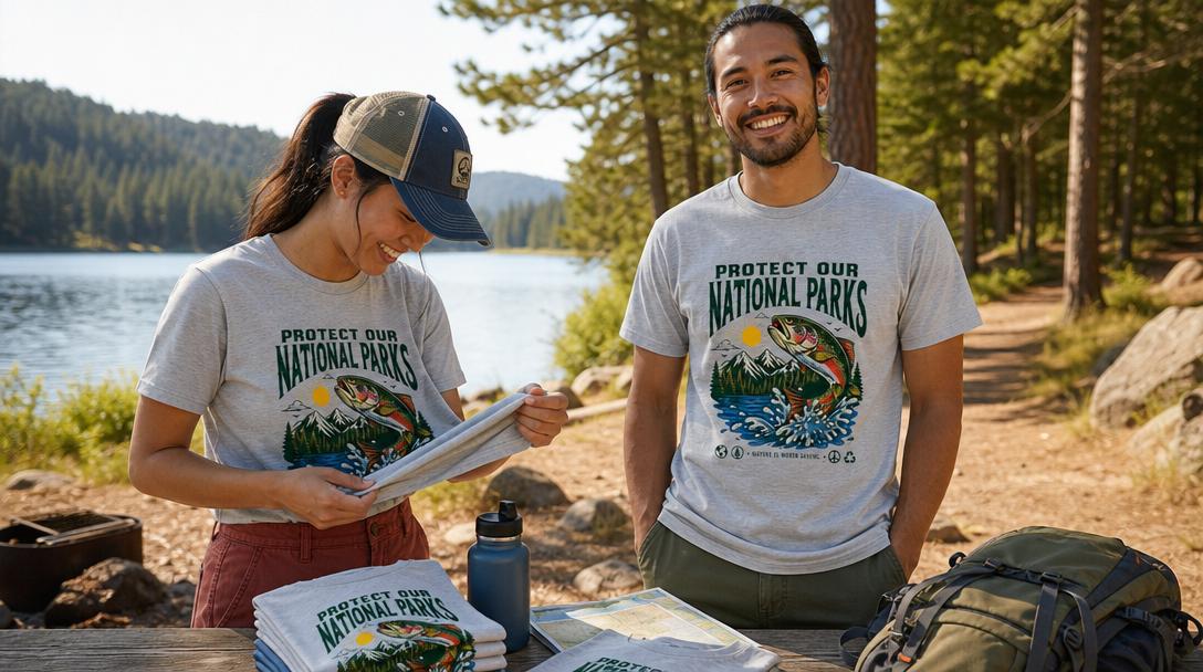 Close-up of fabric texture on a national park shirt