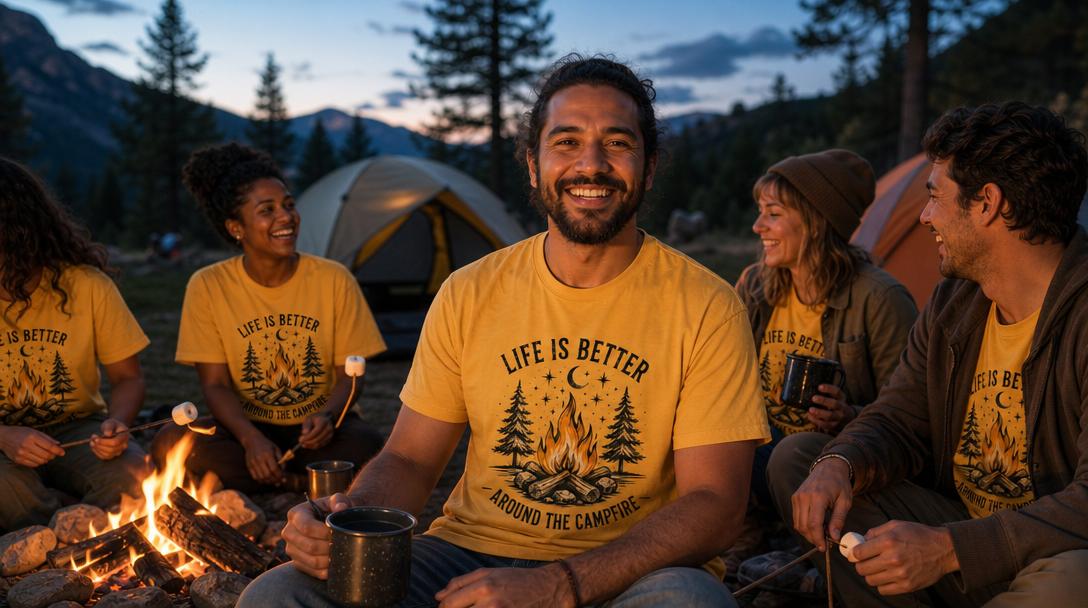 Group wearing national park shirts in nature