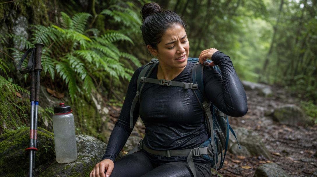 Hiker wearing well-fitting long sleeve shirt