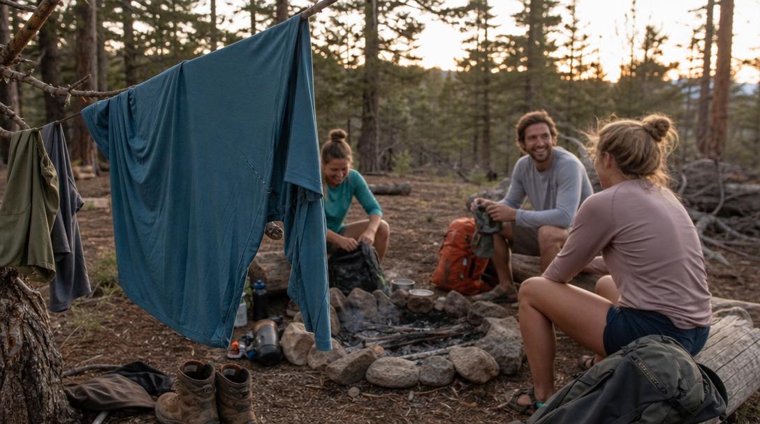 Synthetic hiking shirt showing signs of wear and odor challenges