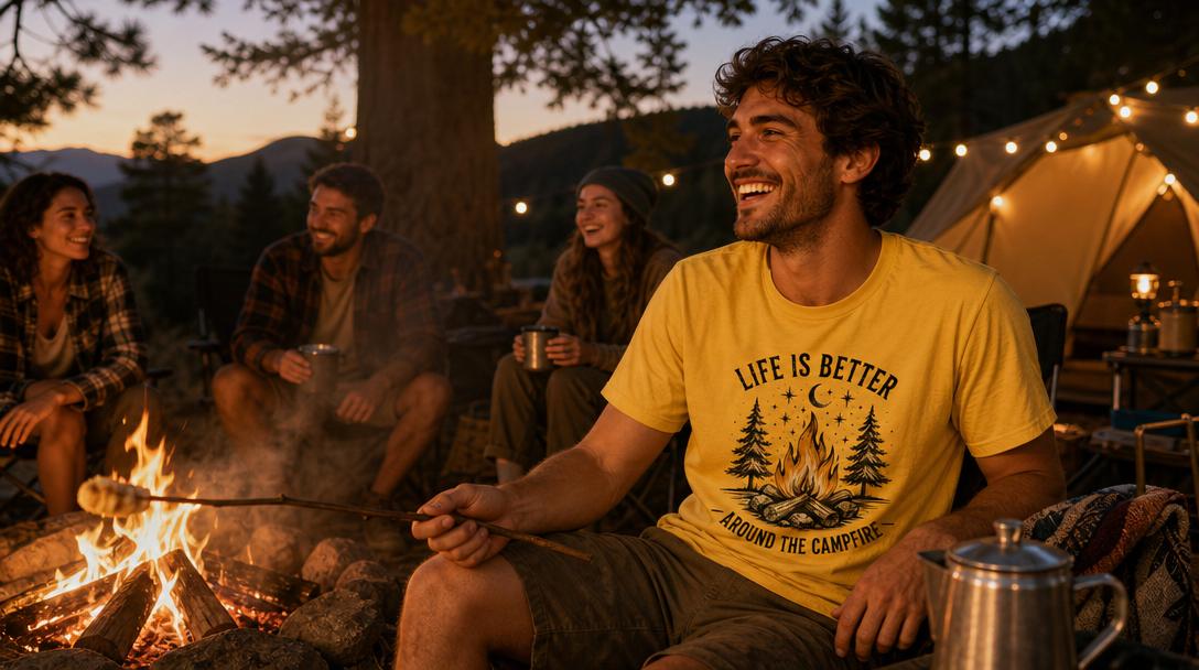 Close-up of durable camping tee fabric