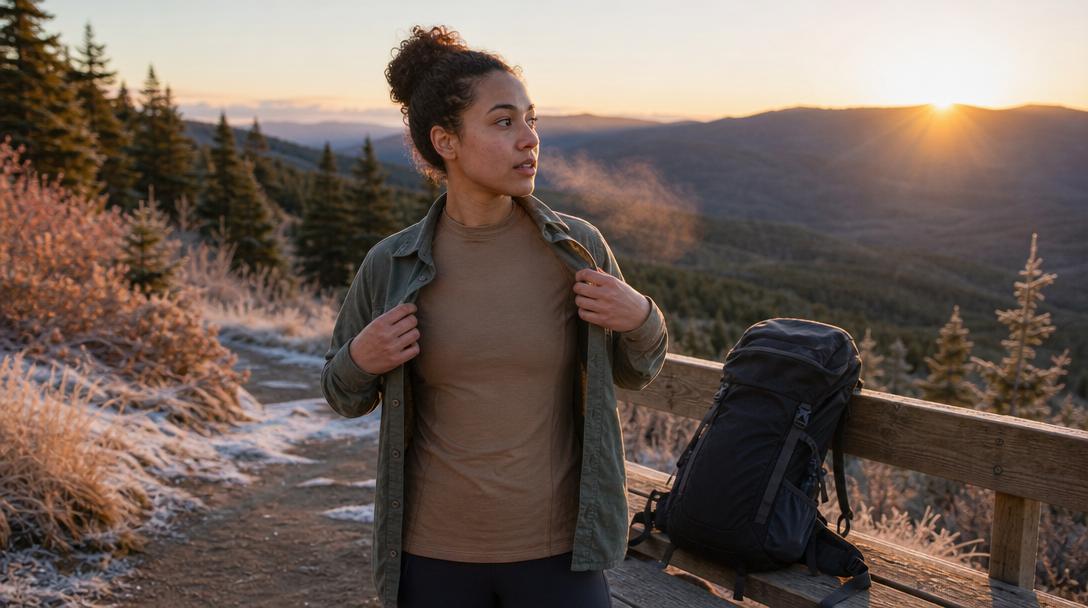 Over layers including fleece and rain shells over hiking shirts