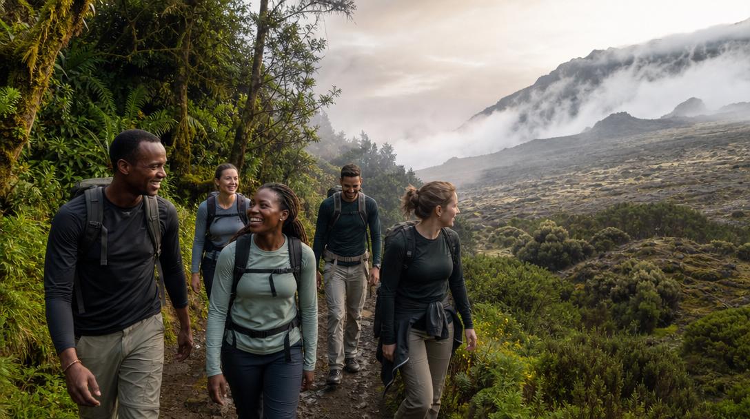 Various hiking shirts made from different materials