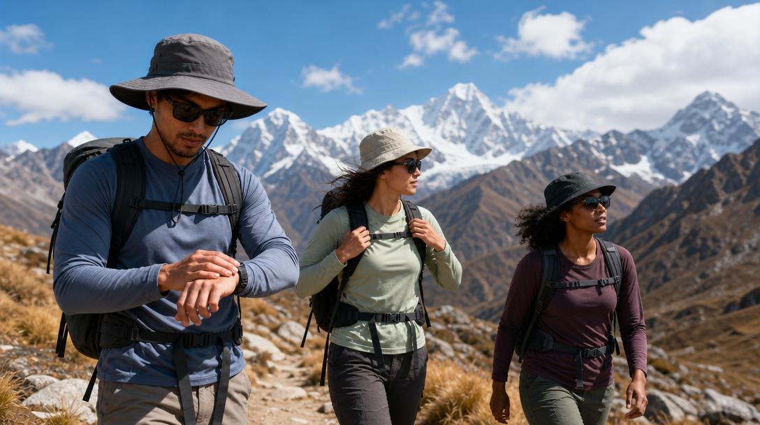 Hiker on Kilimanjaro mountain trail