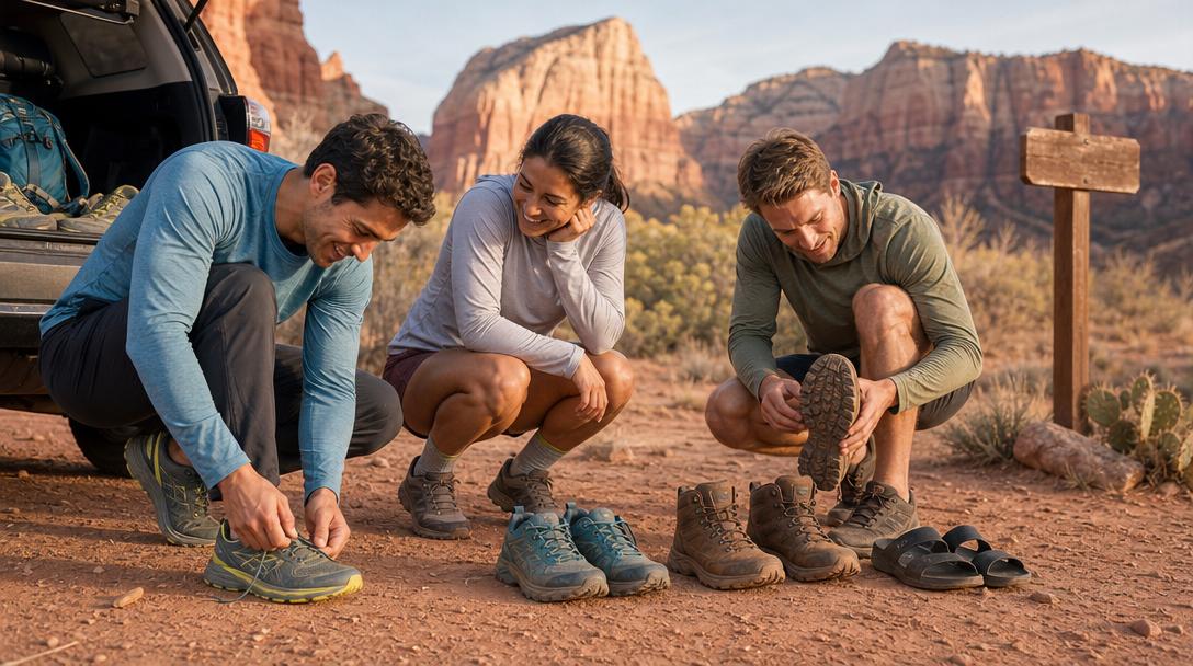 Footwear options for Zion hiking