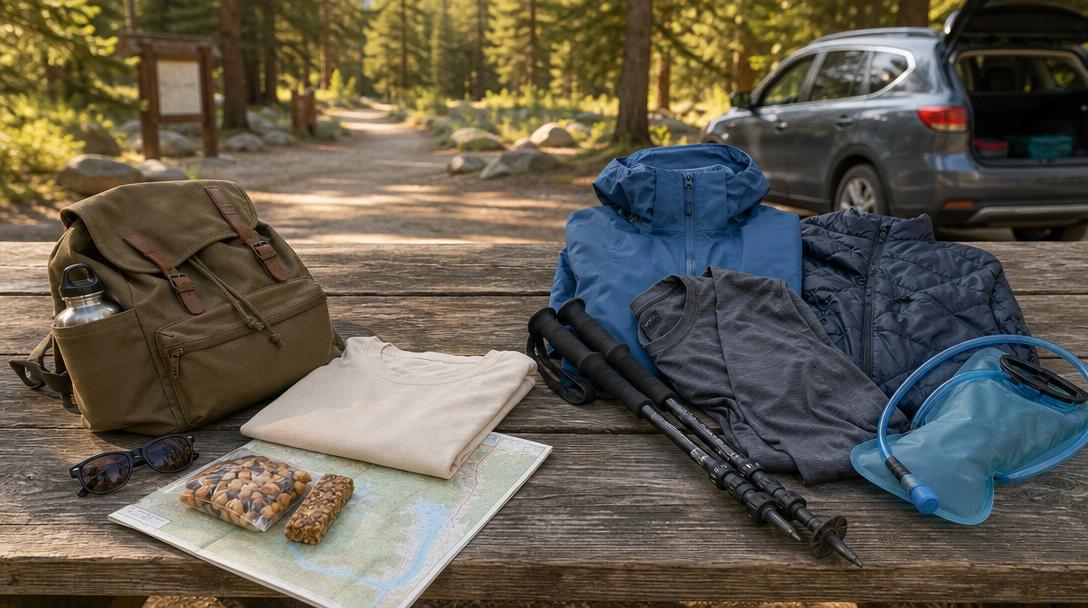Various funny trail shirts displayed on hangers and model