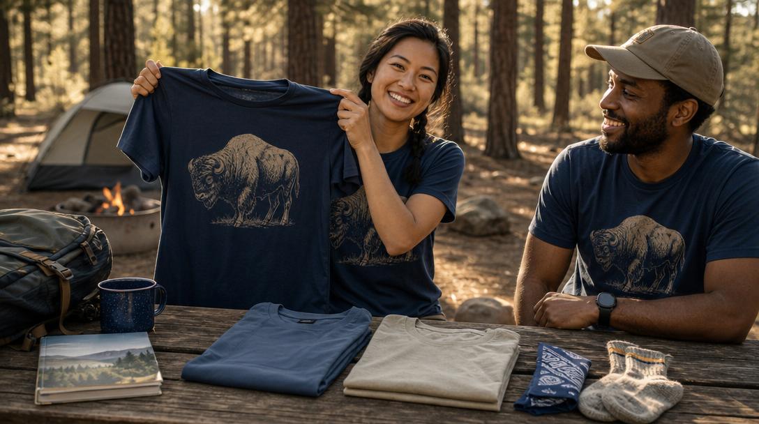 Person wearing a sleek technical performance top hiking