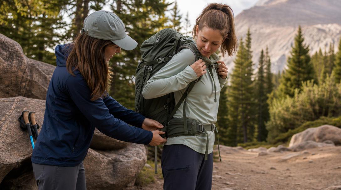 Overloaded hiking backpack with too much gear