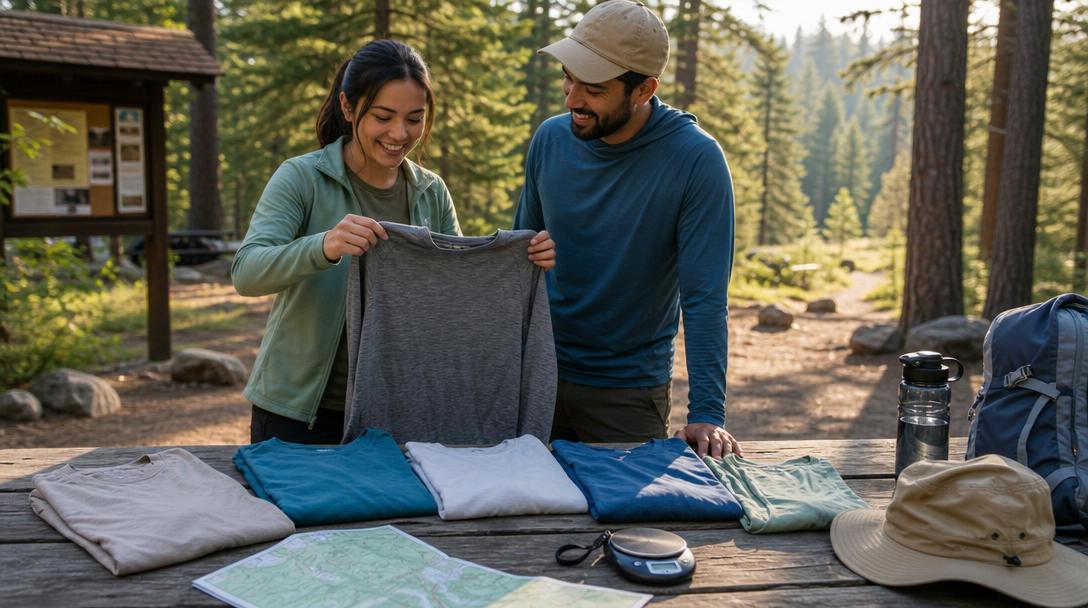 Lightweight hiking shirt fabric samples