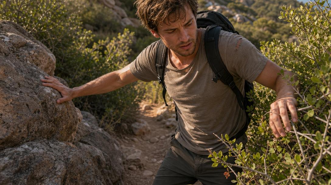 Lightweight shirt worn thin from hiking abrasion