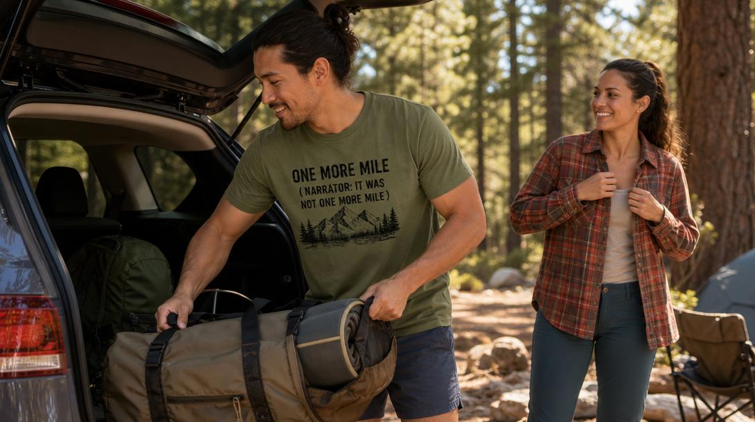 Person wearing an outdoor shirt in everyday setting