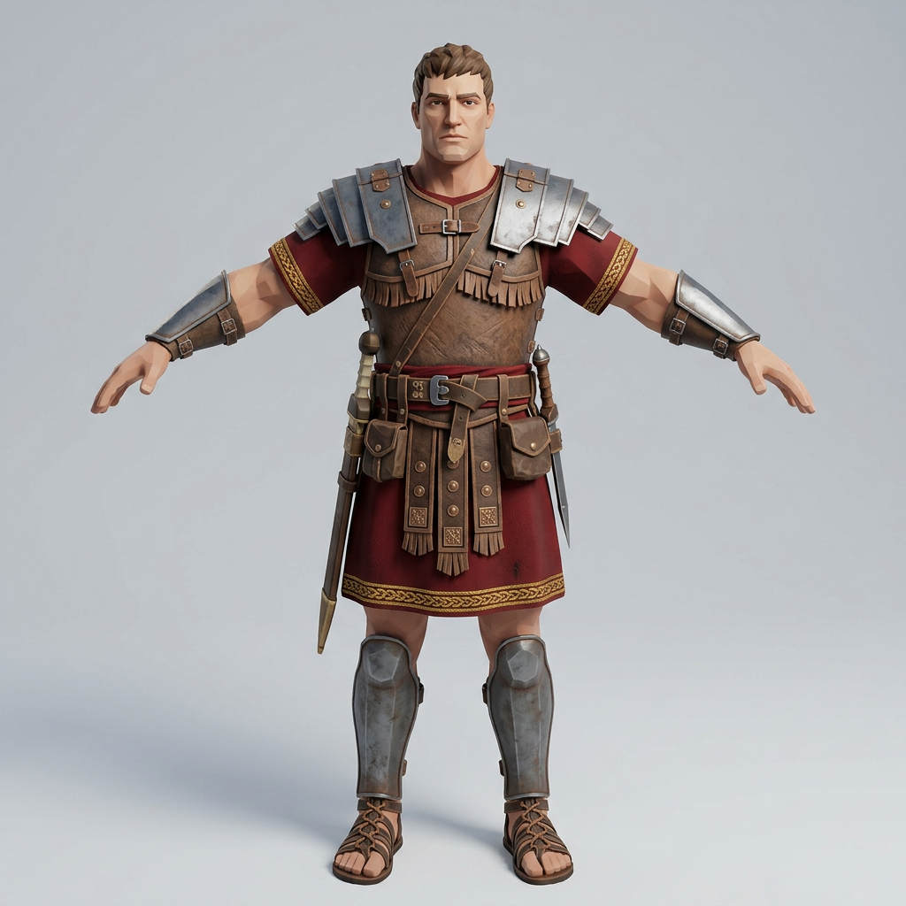 Create a single full-body low-poly 3D