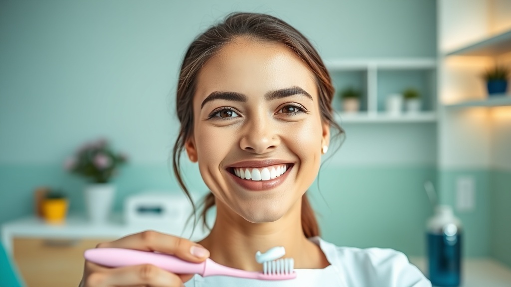 Rutina de higiene bucal diaria con cepillo y hilo dental