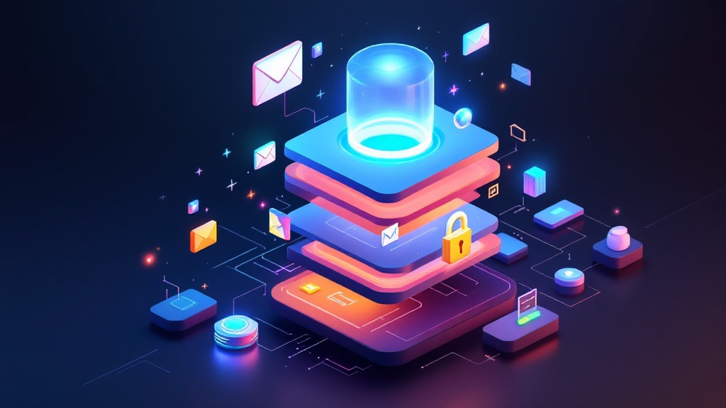 Secure email account setup for beginners, showing lock icon and email interface for personal cybersecurity tips.