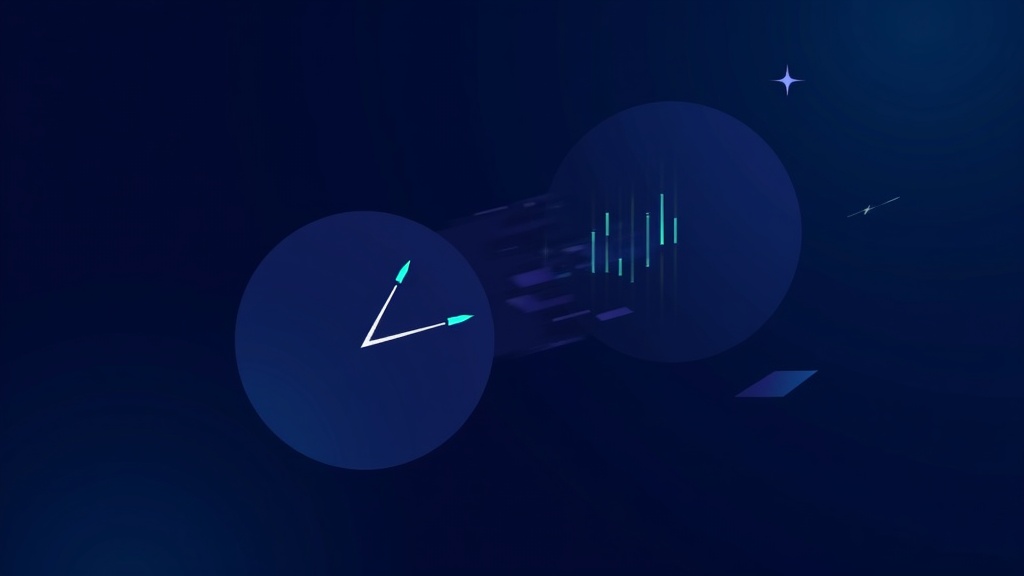Geometric representation of response speed with angular lines and gradient streaks in cyan against dark navy background,