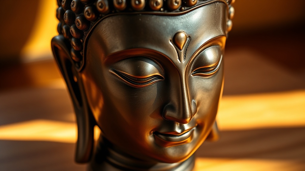Tête de Bouddha en bronze montrant l'urna, le troisième œil entre les sourcils