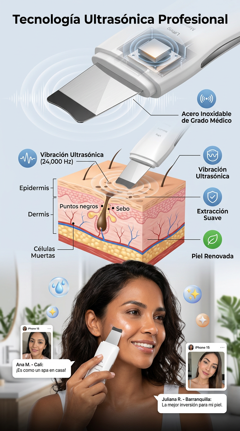 Professional Ultrasonic Facial Skin Scrubber Vibration Face Spatula ... - 3