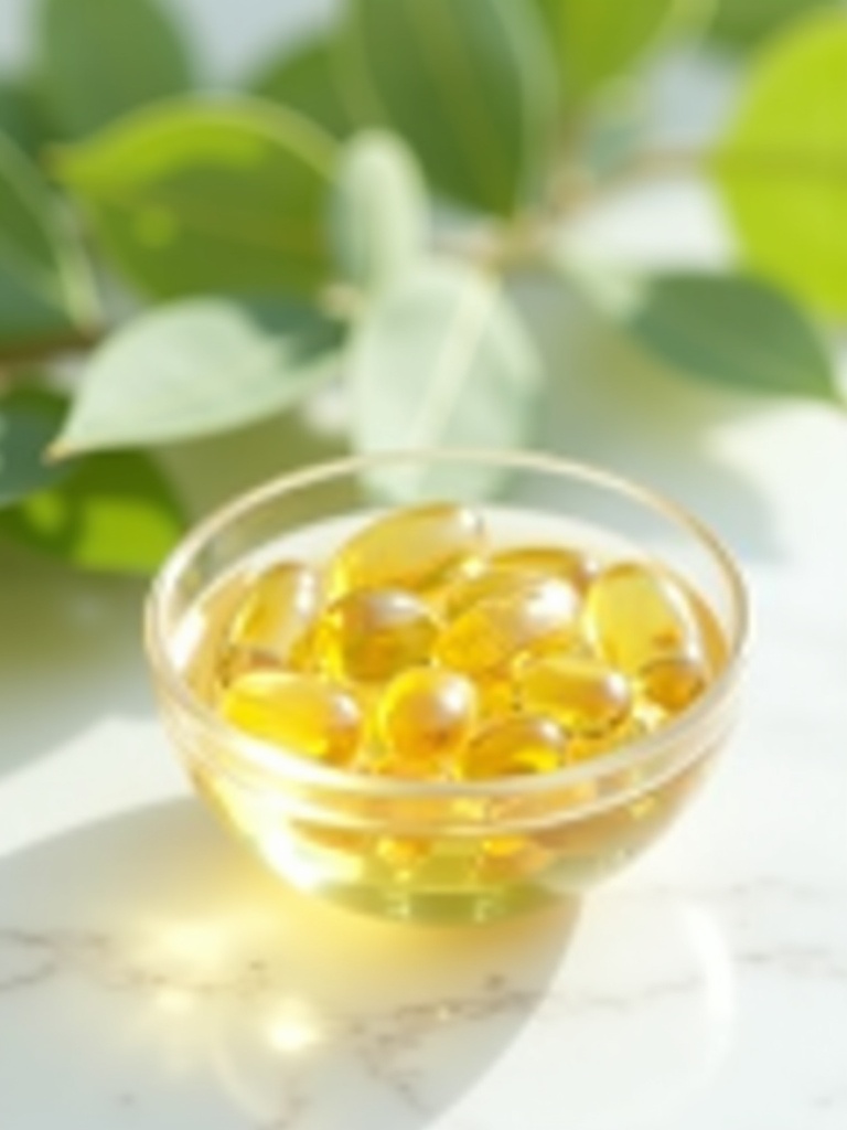 Omega 3 fish oil golden softgel capsules