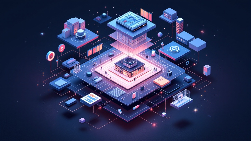 Illustration of scalable AI SaaS architecture with cloud infrastructure and data flow diagrams