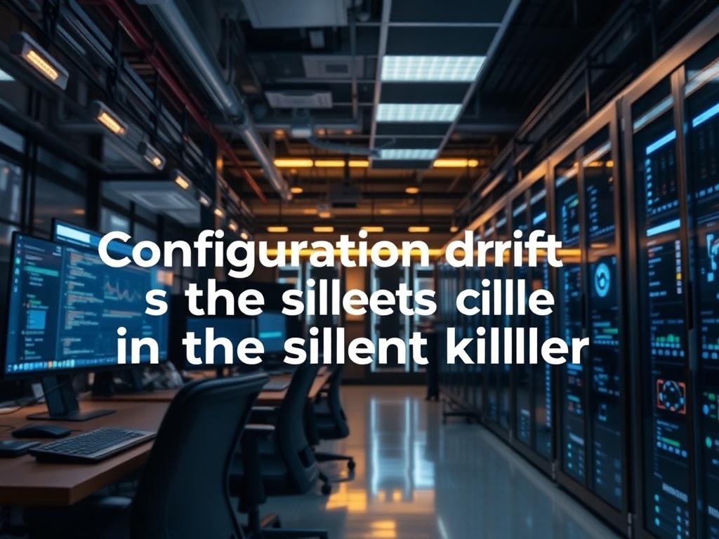Illustration of configuration drift impacting self-hosted server stability and security.