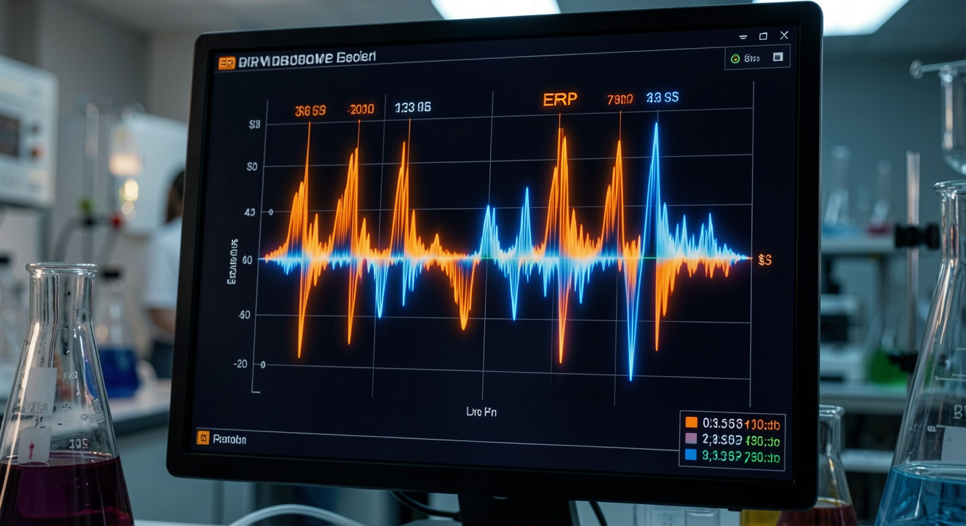 ERP brain wave diagram showing attentional shifts after brief meditation in novice practitioners