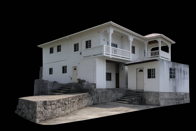 white two-story house — free 3D model