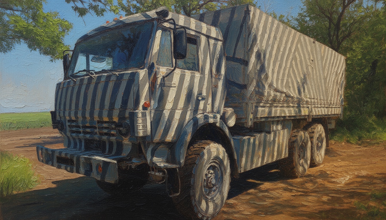Russian Trucks Use Dazzle Paint to Evade AI Drones