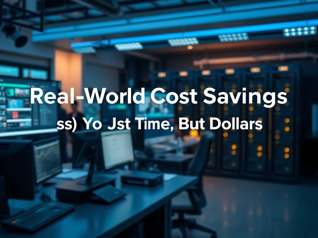 Illustration of AI video production tools saving time and reducing costs for content creators