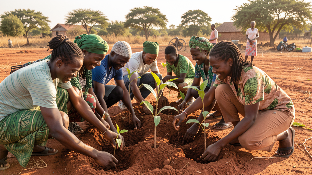 Community members planting trees