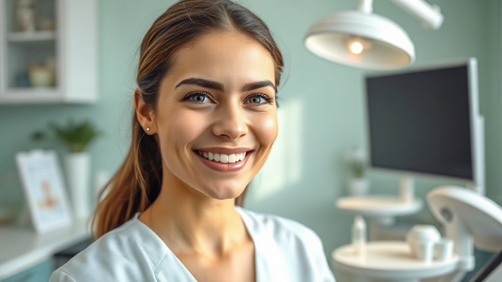 Profesional realizando limpieza dental profunda con ultrasonido en clínica moderna