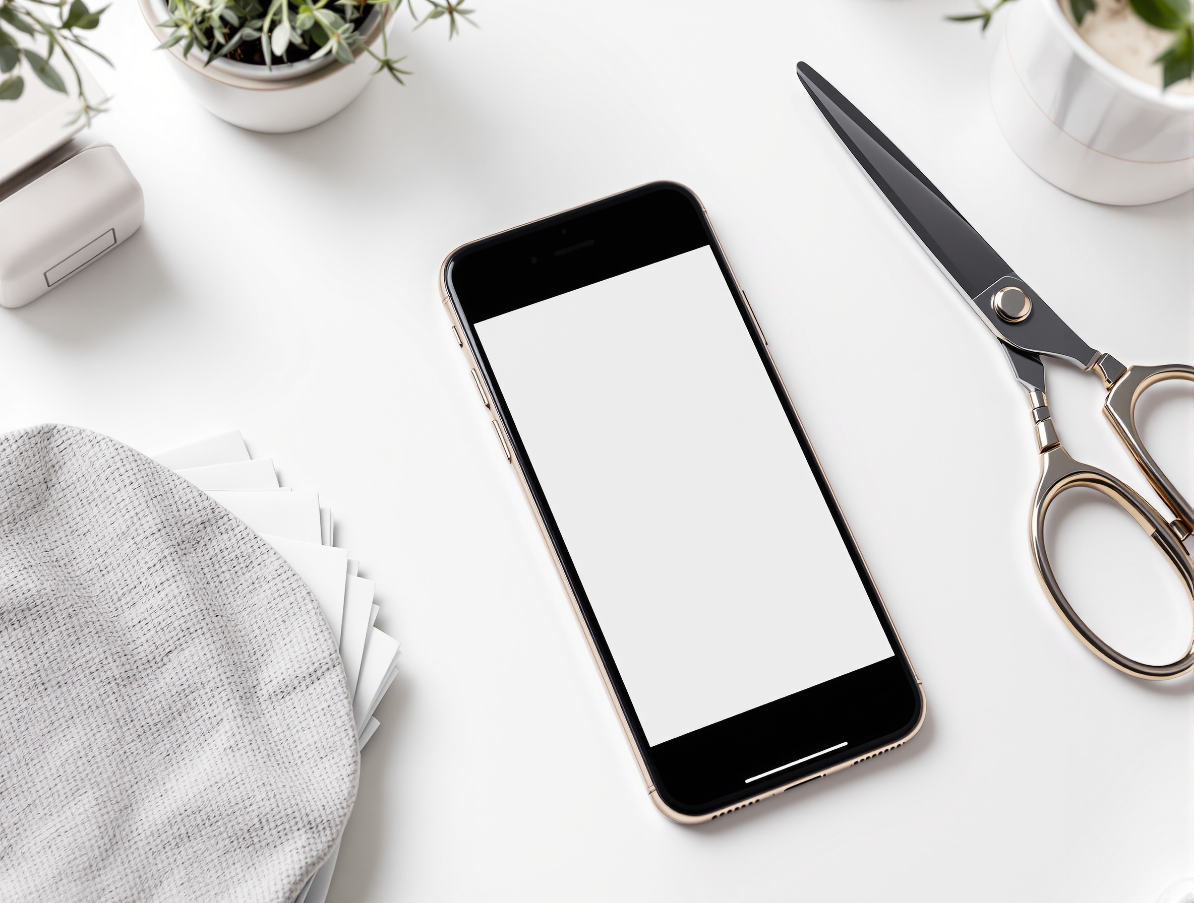 A smartphone next to photo prints, representing cropping and exporting AI images for different social platforms