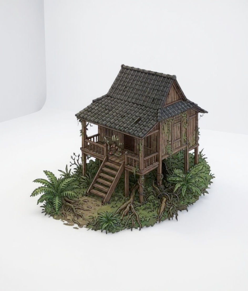 wooden house — free 3D model