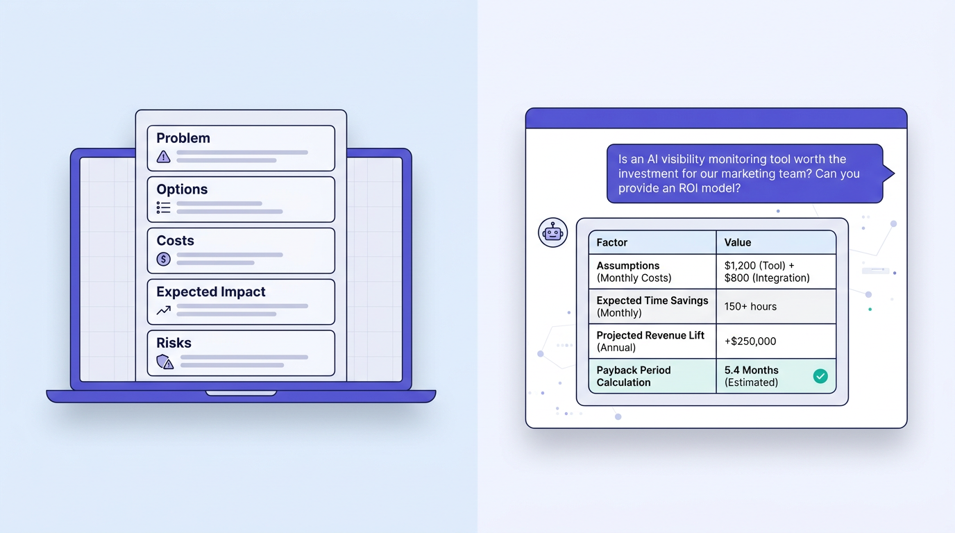 Purchase-stage ChatGPT buyer prompts for ROI and pricing justification
