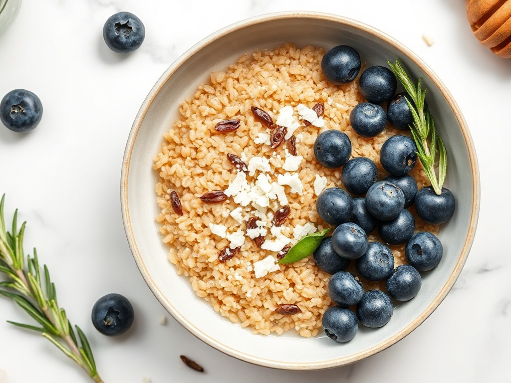 Cognitive Health Wild Blueberry Breakfast Bowl with Rosemary and Hemp Seeds