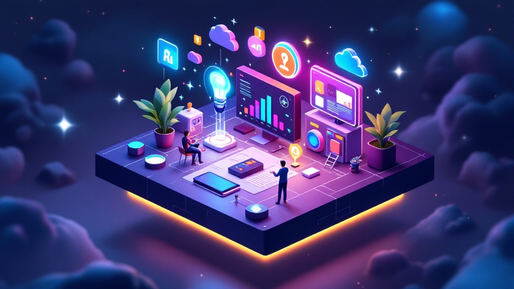 AI SaaS platform showcasing marketing automation tools and analytics for digital marketing professionals