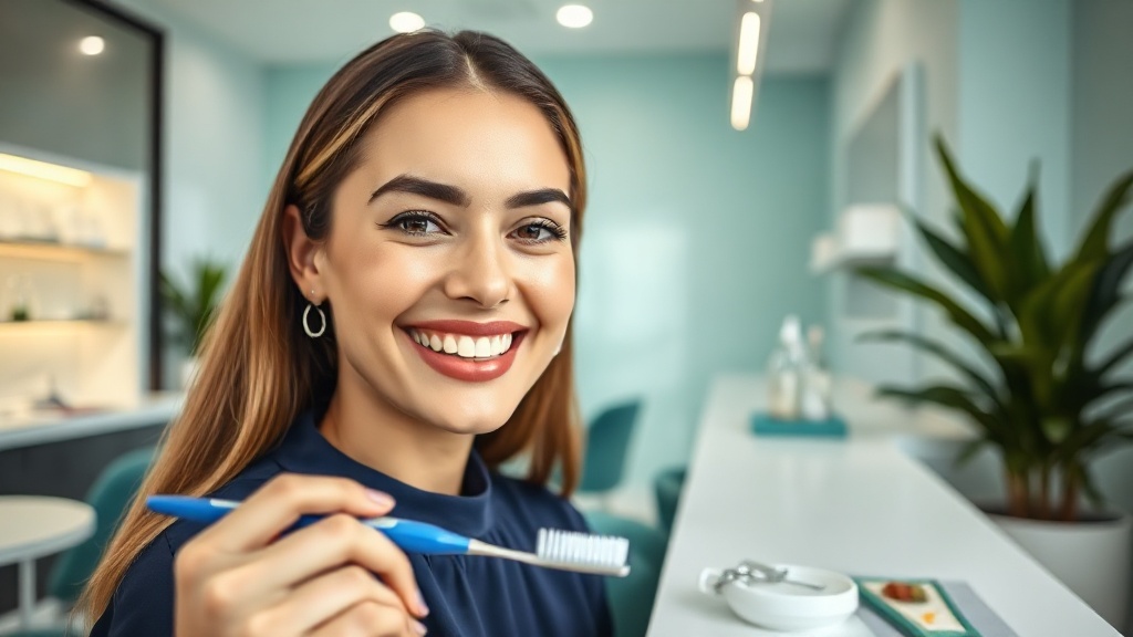 Persona cepillando los dientes con técnica correcta en el espejo del baño