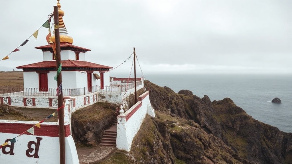 Monastère bouddhiste tibétain sur les falaises côtières de la Nouvelle-Écosse au Canada