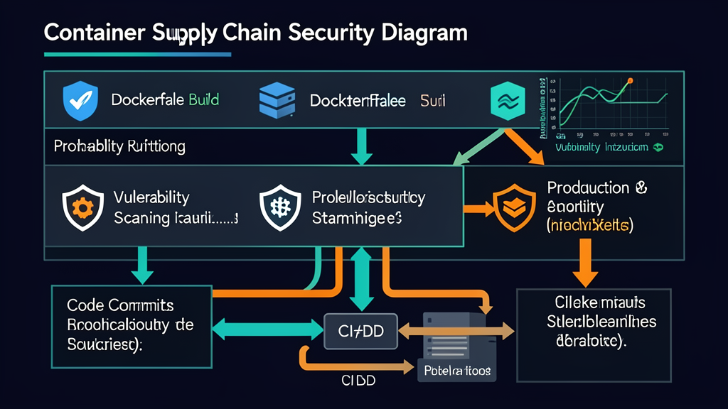 Container supply chain security diagram showing CI/CD pipeline gates