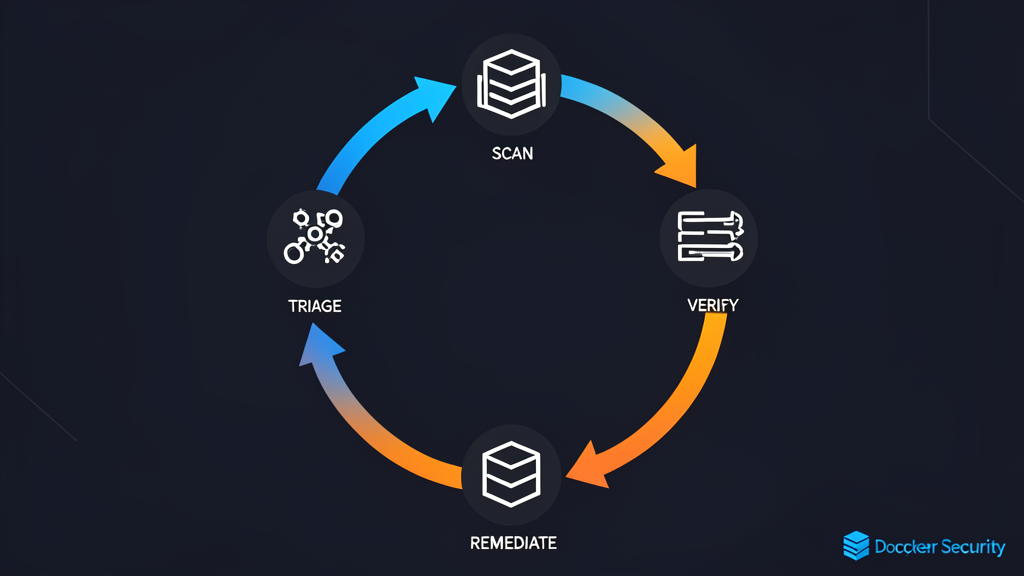 Five-step circular workflow: Scan, Triage, Classify, Remediate, Verify