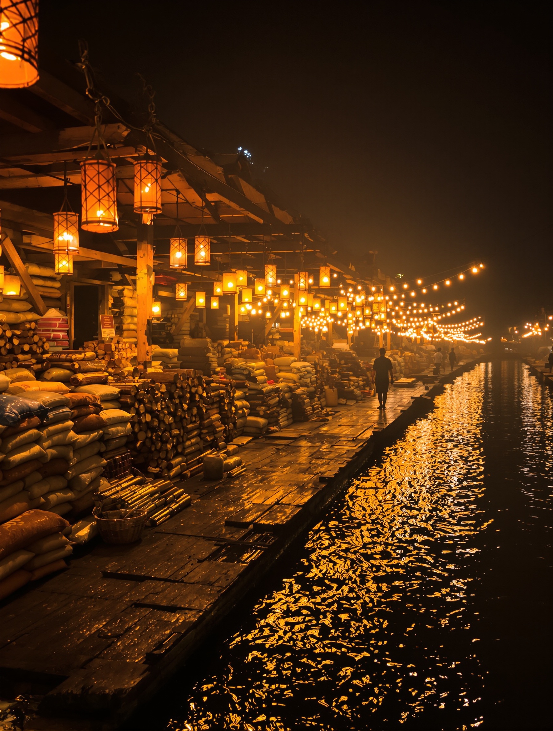 Alexandria 2 Anniversary by Xerjoff evoked as a lantern-lit Bornean river-port night market stacked with raw oud logs and spice sacks.