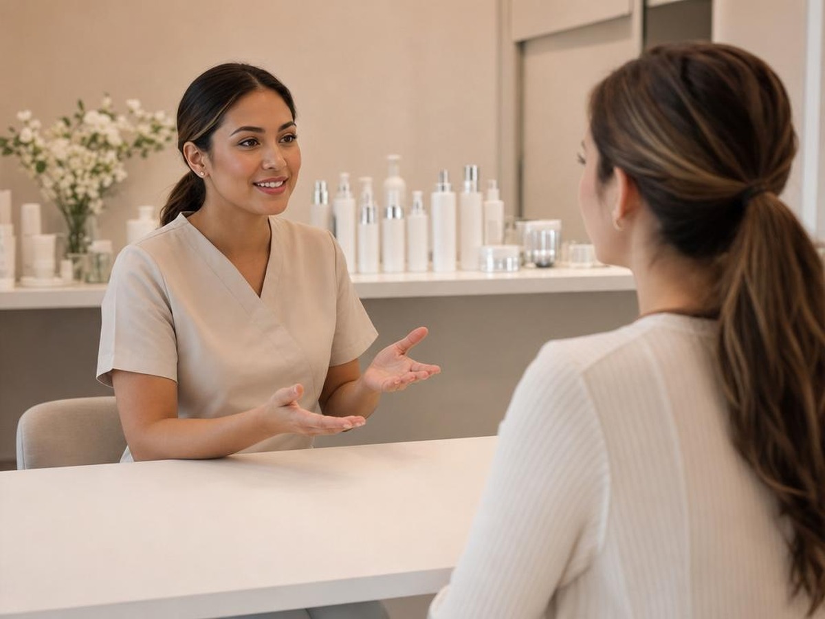 denéva skincare products displayed in professional treatment room
