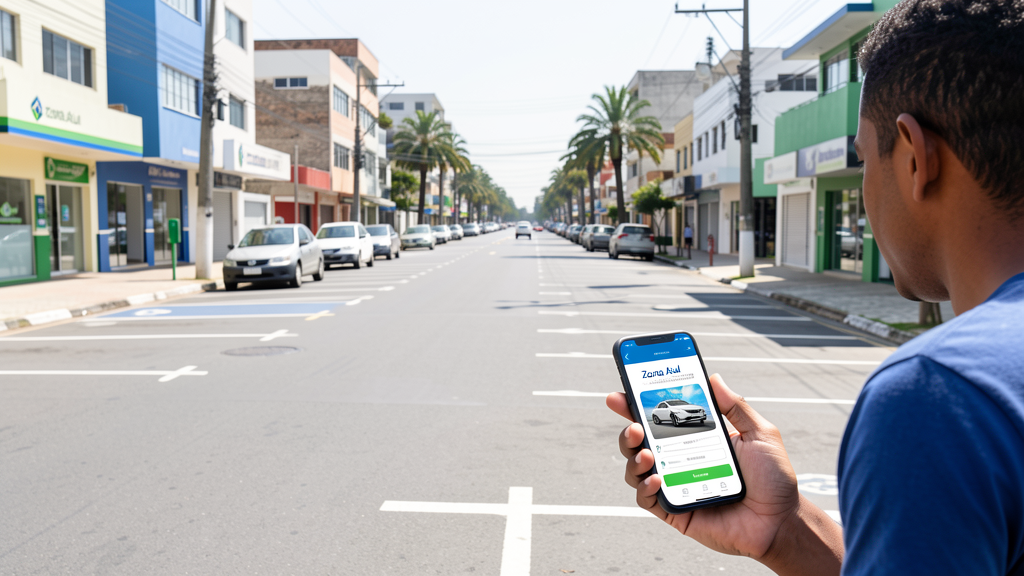 Cena urbana institucional de estacionamento rotativo digital